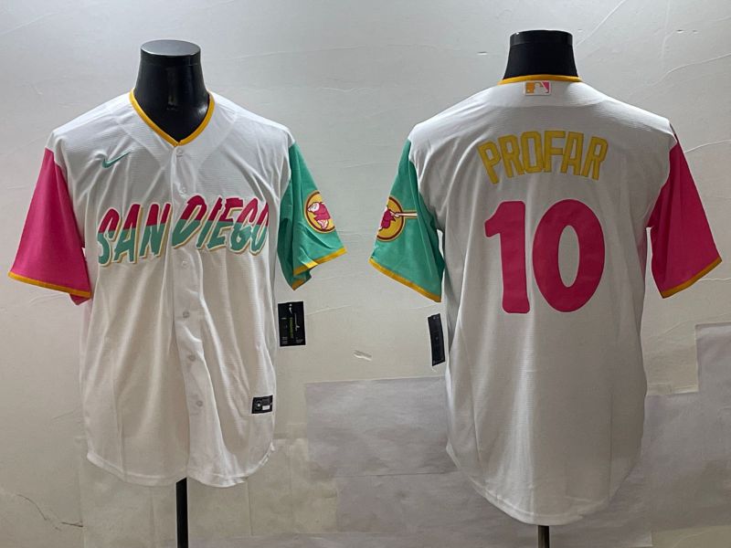 Men San Diego Padres #10 Profar White City Edition 2025 Nike MLB Jersey style 1